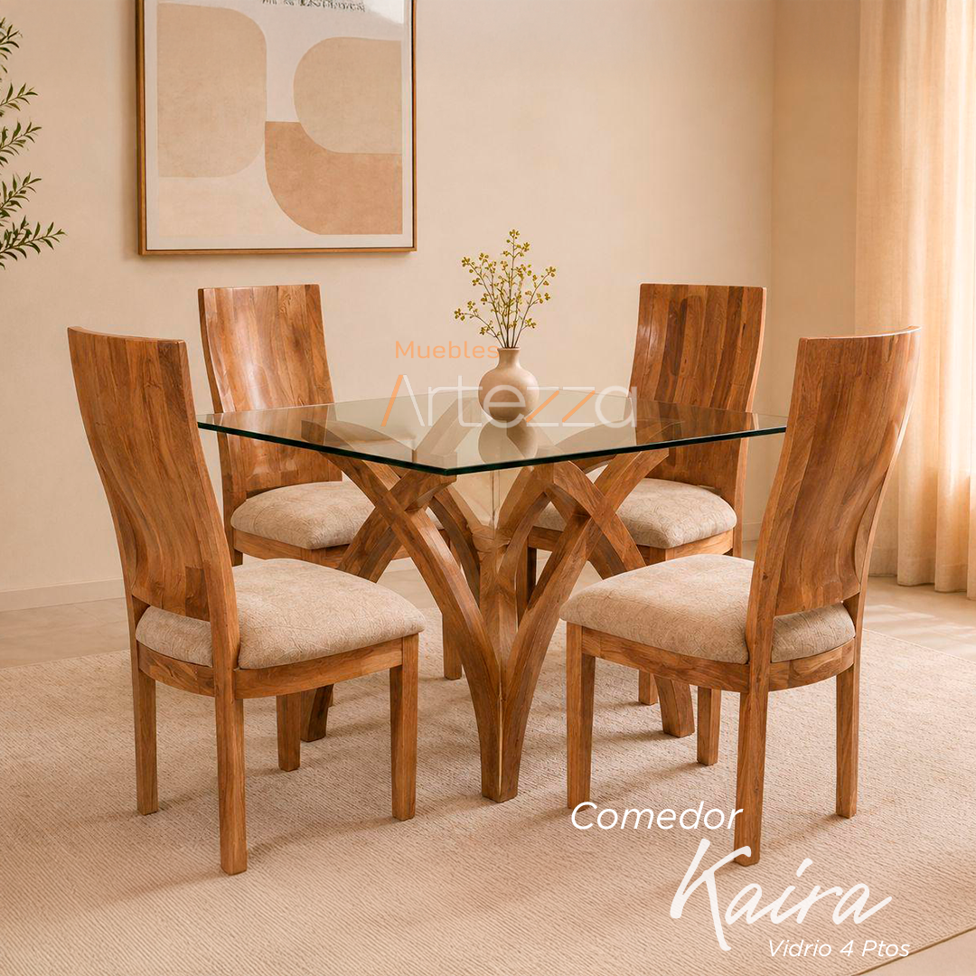 Comedor Kaira Vidrio Comedor Kaira Vidrio 4 Puestos - Imagen 1