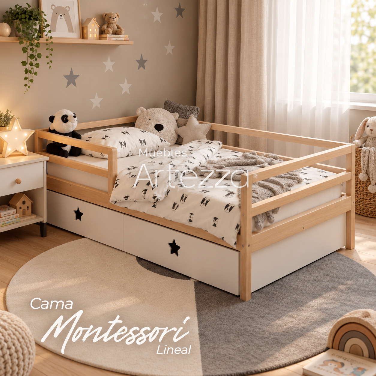 Dormitorio Montessori cálido y acogedor Cama Montessori Lineal - Imagen 1